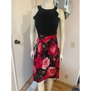En Focus Sleeveless High-Low Black/Floral Sleeveless Dress 6